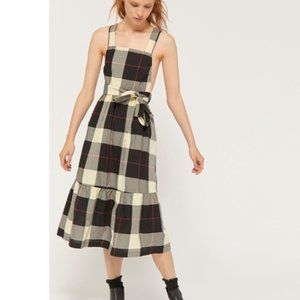 UO Betsy Plaid Apron Midi Dress XS EUC